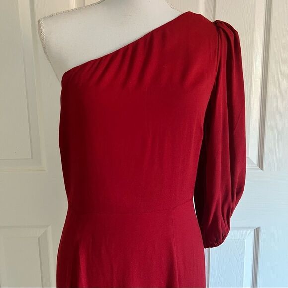 Reformation Lawrence One Shoulder Midi Dress in Crimson US 8 - Picture 4 of 10